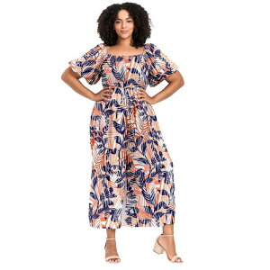 �A�x�j���[ ���f�B�[�X �g�b�v�X �����s�[�X �v���X�T�C�Y �v�����g �W�����v�X�[�c Avenue Women's Plusize Annabelle Print Jumpsuit Sunsetropical