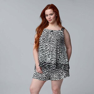 ���F���E�H�� ���f�B�[�X �A���_�[�E�F�A �i�C�g�E�F�A �v���X�T�C�Y Plusize Simply Vera Wang Cozy Pajama Tank Top & Pajama Boxer Set Whitexture �z���C�g