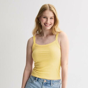 �G�X�I�[ ���f�B�[�X �g�b�v�X T�V���c Juniors' SO Banded Scoop Neck Rib Tank Top Lemon Mist
