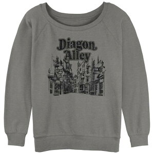�A�j���L�����N�^�[ ���f�B�[�X �g�b�v�X T�V���c �p�C�� Licensed Character Juniors' Harry Potter Diagon Alley Slouchy Terry Pullover Gray Heather �O���[
