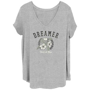 �A�j���L�����N�^�[ ���f�B�[�X �g�b�v�X T�V���c V�l�b�N �v���X�T�C�Y Licensed Character Juniors' Plusize Dreamer V-Neck Tee Heather Gray �O���[