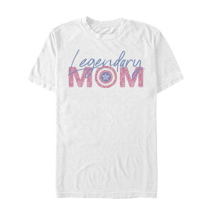 �A�j���L�����N�^�[ ���f�B�[�X �g�b�v�X T�V���c �L���b�v �O���t�B�b�N Licensed Character Women's Marvel Mother's Day Captain America Legendary Mom Boyfriend Graphic Tee White �z���C�g