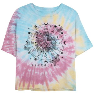 �A���u�����f�b�h ���f�B�[�X �g�b�v�X T�V���c �O���t�B�b�N Unbranded Juniors' Astrology Horoscope Flowers Chartie Dye Graphic Tee Blue Pink Light Yellow �u���[
