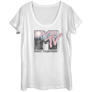 �A�j���L�����N�^�[ ���f�B�[�X �g�b�v�X T�V���c ���S �O���t�B�b�N Licensed Character Juniors' MTV Outdoor Logo Scoop Neck Graphic Tee White �z���C�g