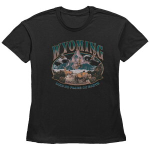 �t�B�t�X�T�� ���f�B�[�X �g�b�v�X T�V���c ���[�X �O���t�B�b�N Women's Fifth Sun Wyoming Mountain Scene Like No Place On Earth Graphic Tee Black �u���b�N