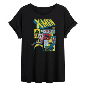 �}�[�x�� ���f�B�[�X �g�b�v�X T�V���c Juniors' Marvel X-Men Retro Comicharacters Oversized Tee No Color
