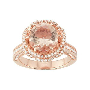 Designs by Gioelli ���f�B�[�X �A�N�Z�T���[ �����O Designs by Gioelli 14k Rose Gold Over Silver Simulated Morganite & Cubic Zirconia Halo Ring No Color �S�[���h