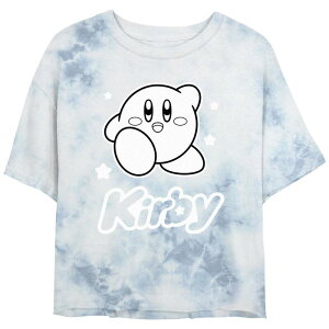 �A�j���L�����N�^�[ ���f�B�[�X �g�b�v�X T�V���c ���m�N���b�v�h �O���t�B�b�N Licensed Character Juniors' Nintendo Kirby Monochrome Style Cropped Graphic Tee White Blue �z���C�g