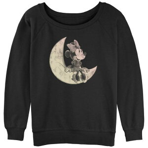 �f�B�Y�j�[ ���f�B�[�X �g�b�v�X T�V���c �p�C�� �O���t�B�b�N Disney Juniors' Minnie Mouse Sitting On The Moon Graphic Slouchy Terry Black �u���b�N