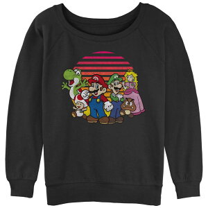 �A�j���L�����N�^�[ ���f�B�[�X �g�b�v�X T�V���c �p�C�� �O���t�B�b�N Licensed Character Juniors' Super Mario Brosunset Group Slouchy Terry Graphic Pullover Black �u���b�N
