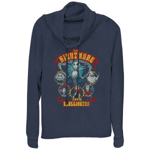 �f�B�Y�j�[ ���f�B�[�X �g�b�v�X T�V���c �O���t�B�b�N Disney's The Nightmare Before Christmas Halloween Lineup Women's Cowlneck Graphic Lightweight Long Sleeve Navy �l�C�r�[