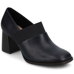 �W���[�j�[ ���f�B�[�X �V���[�Y �u�[�c�E���C���u�[�c �A���N�� �q�[�� Journee Maeve Women'stretch Square Toe Stacked Heel Ankle Boots Navy �l�C�r�[