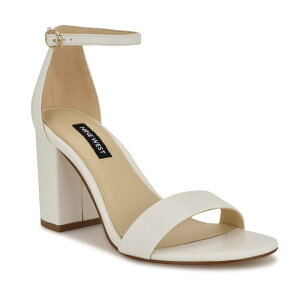 �i�C���E�F�X�g ���f�B�[�X �V���[�Y �p���v�X �T���_�� �q�[�� Nine Westoniann Women's Block Heel Sandals White �z���C�g
