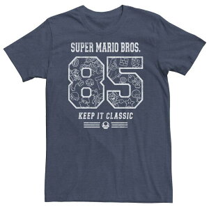 �A�j���L�����N�^�[ ���f�B�[�X �g�b�v�X T�V���c �g�[�� Licensed Character Big & Tall Super Mario 85 Keep It Classic Tee Navy Heather �w�U�[