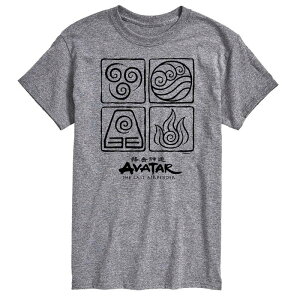 �j�R���f�I�� ���f�B�[�X �g�b�v�X T�V���c �g�[�� �O���t�B�b�N Nickelodeon Big & Tall Avatar The Last Airbender Four Elements Graphic Tee Gray �O���[