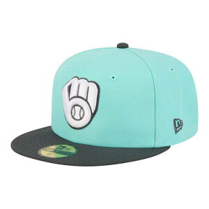 �j���[�G�� ���f�B�[�X �A�N�Z�T���[ �X�q Men's New Era Turquoise/Charcoal Milwaukee Brewers Two-Tone Color Pack 59FIFTY Fitted Hat Brw Turq A �`���R�[��
