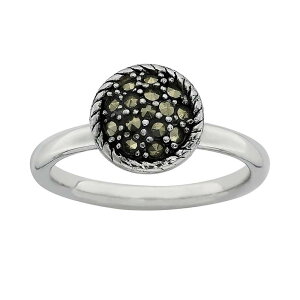�X�^�b�N�X�A���h�X�g�[���Y ���f�B�[�X �A�N�Z�T���[ �����O Stacks & Stonesterling Silver Marcasite Stack Ring Black �u���b�N