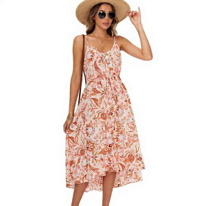 ���K���e�C���[ ���f�B�[�X �g�b�v�X �����s�[�X �h�b�g�� V�l�b�N �h�b�g MegaRetailer Women �f s Flowy Polka Dot V-Neck Sundress 008 Paisley Pink �s���N