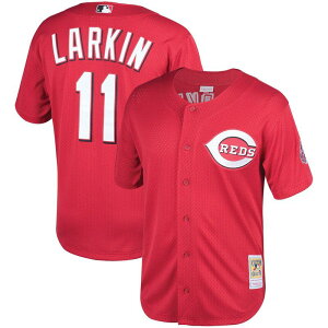 �~�b�`�F��&�l�X ���f�B�[�X �g�b�v�X T�V���c ���b�V�� �W���[�W�[ Men's Mitchell & Ness Barry Larkin Red Cincinnati Throwback Reds Cooperstown Mesh Batting Practice Jersey Red ���b�h