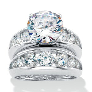 �p�[���r�[�`�W���G���[ ���f�B�[�X �A�N�Z�T���[ �����O PalmBeach Jewelry 2 Piece 6.09 TCW CZ Bridal Ring Set in .925 Sterling White �z���C�g