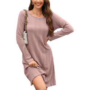 ���K���e�C���[ ���f�B�[�X �g�b�v�X �����s�[�X �~�f�B �Z�[�^�[ MegaRetailer Women's Winter Sweater Dress Long Sleeve Casual Swing Midi Dark Pink �s���N
