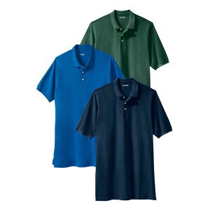 �L���O�T�C�Y ���f�B�[�X �g�b�v�X T�V���c �|���V���c �g�[�� �R�b�g�� KingSize Men's Big & Tall 3-Pack Longer-Length Cotton Polos Cools
