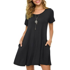 ���K���e�C���[ ���f�B�[�X �g�b�v�X �����s�[�X �v���X�T�C�Y T�V���c MegaRetailer Plusize Tunic Dress for Women Casual T-Shirt Style with Pockets A Black �u���b�N