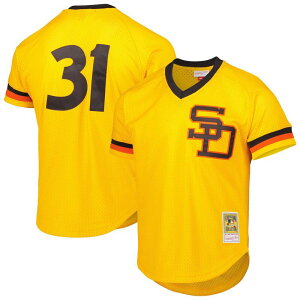 �~�b�`�F��&�l�X ���f�B�[�X �g�b�v�X T�V���c ���b�V�� �W���[�W�[ Men's Mitchell & Ness Dave Winfield Gold San Diego Padres Cooperstown Collection Mesh Batting Practice Jersey Pad Gold �S�[���h