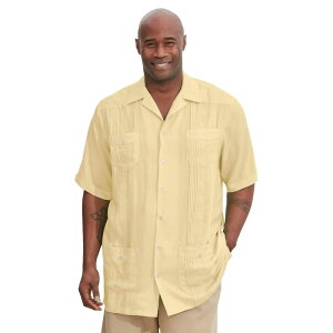 �L���O�T�C�Y ���f�B�[�X �g�b�v�X T�V���c �g�[�� ���� KingSize Men's Big & Tall Short-Sleeve Guayabera Shirt Yellow Haze �C�G���[