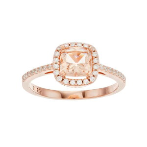 �A���u�����f�b�h ���f�B�[�X �A�N�Z�T���[ �����O Unbranded 14k Rose Gold Over Silver Simulated Morganite & Cubic Zirconia Square Halo Ring 14k Rose Gold Over �S�[���h