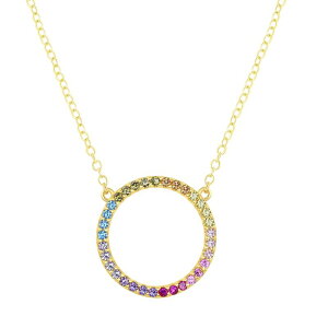 yz Aufbh fB[X lbNXE`[J[Ey_ggbv ANZT[ Sterling Silver Rainbow Cubic Zirconia Round Necklace 14k Gold Plated