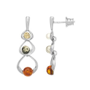 Aufbh fB[X ANZT[ sAXECO Unbranded Sterling Silver Multicolored Amber Triple Drop Earringsterling Ao[