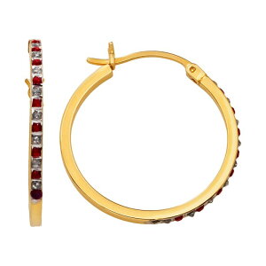 _Ch t@VlCV fB[X ANZT[ sAXECO Diamond Fascination 18k Gold-Over-Silveruby Hoop Earrings Gold S[h