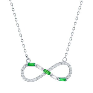 yz Aufbh fB[X lbNXE`[J[Ey_ggbv ANZT[ Sterling Silver Gemstone & Cubic Zirconia Infinity Pendant Necklace Simulated Emerald