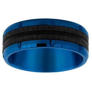 yz Aufbh Y O ANZT[ Blue Ion-Plated Stainless Steel & Carbon Fiber Men's Wedding Band Two Tone