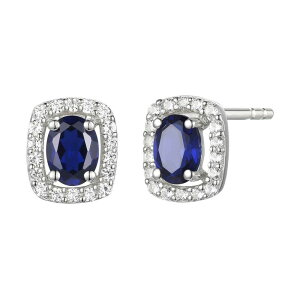 Aufbh fB[X ANZT[ sAXECO Unbranded Rhodium-Plated Lab-Created Sapphire Stud Earringsterling Tt@CA