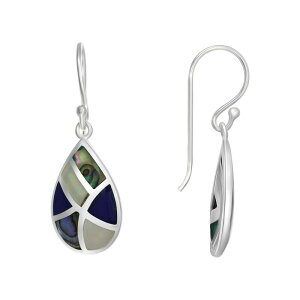 Aufbh fB[X ANZT[ sAXECO Unbranded Sterling Silver Abalone Mother of Pearl & Lapis Lazuli Teardrop Dangle Drop Earringsterling p[