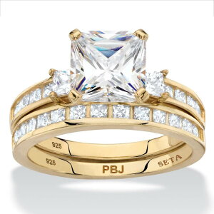 �p�[���r�[�`�W���G���[ ���f�B�[�X �A�N�Z�T���[ �����O PalmBeach Jewelry 3.62 Cttw 2-Piece Cubic Zirconia Wedding Ring Set Gold �S�[���h