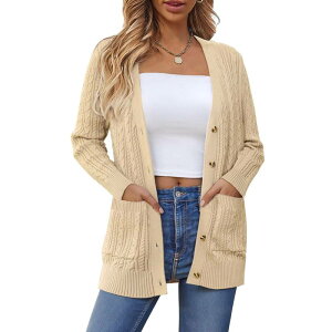 �C���X�p�C�A �V�b�N ���f�B�[�X �A�E�^�[ �j�b�g�E�Z�[�^�[ �J�[�f�B�K�� INSPIRE CHICasual Sweater Cardigan for Women's Twist Knit Fall Winter Long Trendy Cardigans Dark Apricot �A�v���R�b�g