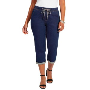 �L���T�����Y ���f�B�[�X �{�g���X �J�W���A���p���c �v���X�T�C�Y �L���b�v �j�b�g Catherines Women's Plusize Relaxed Rolled Knit Jean Capri Bourbon Wash