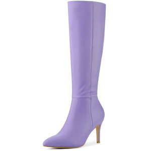 �u���X�t���X�e�b�v ���f�B�[�X �V���[�Y �u�[�c�E���C���u�[�c �q�[�� BLISSFUL STEP Higheels Pointed Toe Stiletto Heel Knee High Boots for Women Purple �p�[�v��