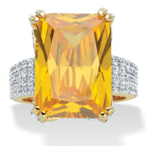 �p�[���r�[�`�W���G���[ ���f�B�[�X �A�N�Z�T���[ �����O PalmBeach Jewelry 21.40 Cttw. Emerald-Cut Yellow and White Cubic Zirconia Gold-Plated Ring Yellow �C�G���[