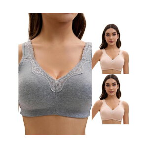 �C���X�p�C�A �V�b�N ���f�B�[�X �A���_�[�E�F�A �u���W���[ ���[�X�g���� �v���X�T�C�Y ���[�X INSPIRE CHIC 3 Packs Plusize for Women's Lace Trim Full Coverage Adjustable Strap Soft Cup Bras Grey Beige �O���[