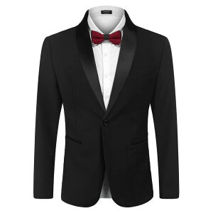 �N�[�t�@���f�B ���f�B�[�X �A�E�^�[ �W���P�b�g�E�u���]�� �u���U�[ COOFANDY Men' Tuxedo Jacket Wedding Blazer One Button Dressuit for Christmas Dinner Prom Party Black �u���b�N