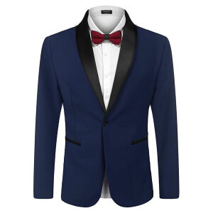 �N�[�t�@���f�B ���f�B�[�X �A�E�^�[ �W���P�b�g�E�u���]�� �u���U�[ COOFANDY Men' Tuxedo Jacket Wedding Blazer One Button Dressuit for Christmas Dinner Prom Party Dark Blue �u���[