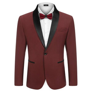 �N�[�t�@���f�B ���f�B�[�X �A�E�^�[ �W���P�b�g�E�u���]�� �u���U�[ COOFANDY Men' Tuxedo Jacket Wedding Blazer One Button Dressuit for Christmas Dinner Prom Party Red Jacquard ���b�h