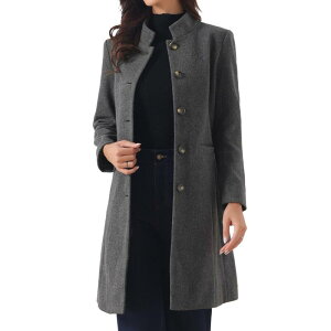 �C���X�p�C�A �V�b�N ���f�B�[�X �A�E�^�[ �W���P�b�g�E�u���]�� �R�[�g INSPIRE CHIC Stand Collar Coat for Women Winter Single Breasted Mid Long Commuting Wear Overcoat Grey �O���[