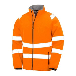 ���U���g ���f�B�[�X �g�b�v�X T�V���c �W���P�b�g Result Mens Double Layered Safety Soft Shell Jacket Fluorescent Orange �I�����W