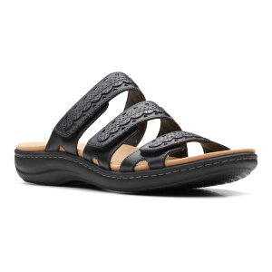 �y���������z �N���[�N�X ���f�B�[�X �T���_�� �V���[�Y Clarks Laurieann Cove Women's Leather Slide Sandals Black