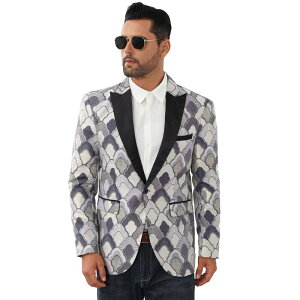 �R�W���C�� ���f�B�[�X �A�E�^�[ �W���P�b�g�E�u���]�� �u���U�[ Kojooin Men'stylishawlapel Blazer One Button Open Front Long Sleeve Suit Jacket Blue �u���[
